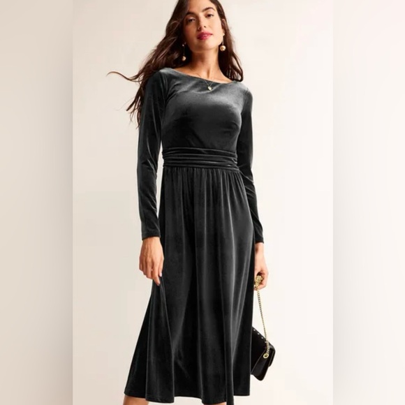 Boden Dresses & Skirts - Boden Black Abigale Velvet Midi Dress - NWT Size 10